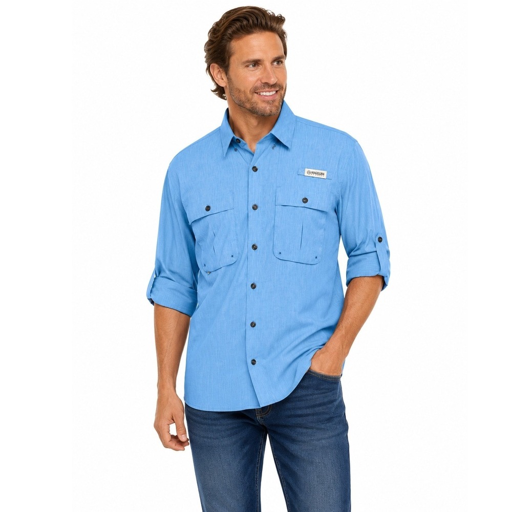 Magellan Outdoors Fish Gear Shirt Men Size S Blue Relaxed Fit Fishing Casual